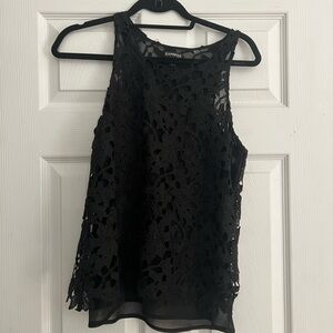 Express Black Floral Lace Tank Top